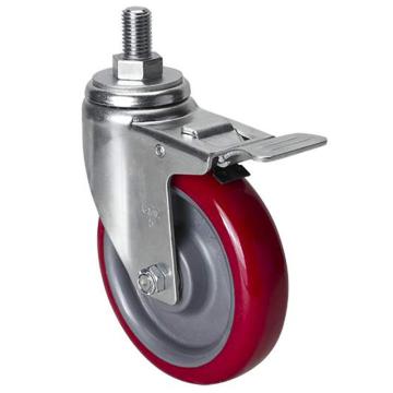 易得力(EDL) 丝口刹车高强度聚氨酯(TPU)脚轮，脚轮中型5寸150kg，50145L/M16X25-505-86