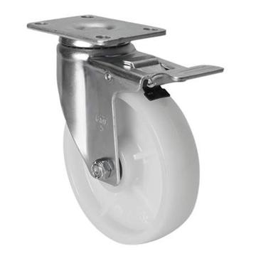 易得力(EDL) 平顶刹车尼龙(PA)脚轮，脚轮中型5寸150kg，50125L-505-26