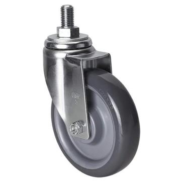 易得力(EDL) 丝口万向聚氨酯(PU)脚轮，脚轮中型5寸130kg，50135/M16X25-505-75