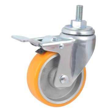 易得力(EDL) 丝口刹车高强度聚氨酯(TPU)高速脚轮，脚轮中型4寸150kg，50144L/M12X25-504-86A