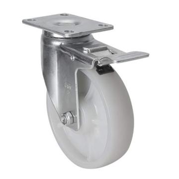 易得力(EDL) 平顶刹车尼龙(PA)脚轮，脚轮中型5寸130kg，50125L-505-25