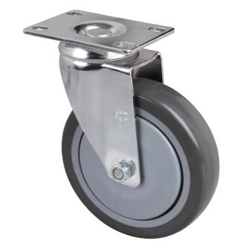 易得力(EDL) 平顶万向聚氨酯(PU)脚轮，脚轮中型镀铬5寸130kg，57215-575-77
