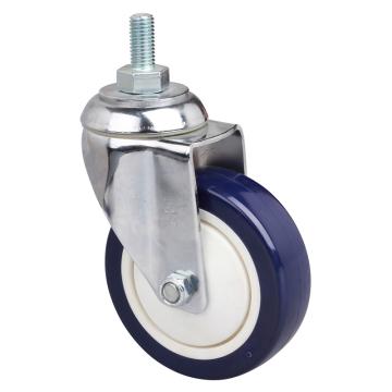 易得力(EDL) 丝口万向高强度聚氨酯(TPU)脚轮，脚轮中型镀铬4寸130kg，57234/M12X25-574-87