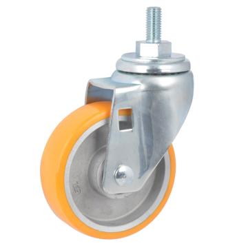 易得力(EDL) 丝口万向高强度聚氨酯(TPU)高速脚轮，脚轮中型3寸150kg，50133/M12X25-503-86A