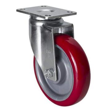 易得力(EDL) 平顶万向高强度聚氨酯(TPU)脚轮，脚轮中型5寸150kg，50115-505-86