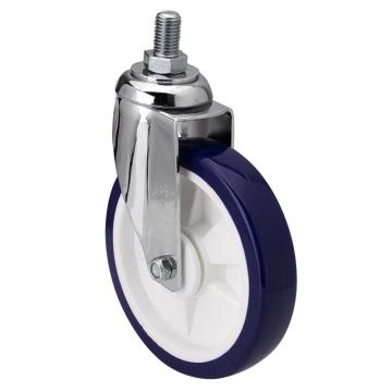 易得力(EDL) 丝口万向高强度聚氨酯(TPU)脚轮，脚轮中型镀铬6寸130kg，57236/M16X25-576-87