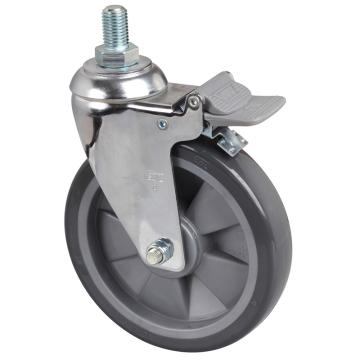 易得力(EDL) 丝口刹车聚氨酯(PU)脚轮，脚轮中型6寸130kg，57146H/M16X25-576-77