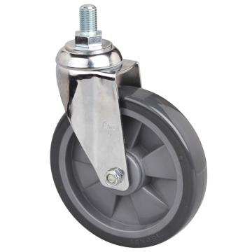 易得力(EDL) 丝口万向聚氨酯(PU)脚轮，脚轮中型6寸130kg，57136/M16X25-576-77