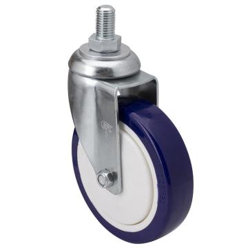 易得力(EDL) 丝口万向高强度聚氨酯(TPU)脚轮，脚轮中型5寸130kg，57135/M16X25-575-87