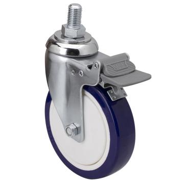 易得力(EDL) 丝口刹车高强度聚氨酯(TPU)脚轮，脚轮中型5寸130kg，57145H/M16X25-575-87