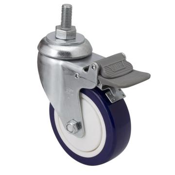 易得力(EDL) 丝口刹车高强度聚氨酯(TPU)脚轮，脚轮中型4寸130kg，57144H/M12X25-574-87