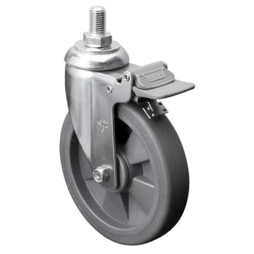 易得力(EDL) 丝口刹车超级人造胶(TPE)脚轮，脚轮中型6寸110kg，57146H/M16X25-576-57