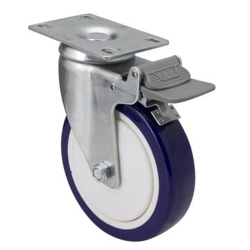 易得力(EDL) 平顶刹车高强度聚氨酯(TPU)脚轮，脚轮中型5寸130kg，57125H-575-87