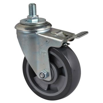 易得力(EDL) 丝口刹车聚氨酯(PU)脚轮，脚轮中型5寸200kg，64145L/M16X25-645-76