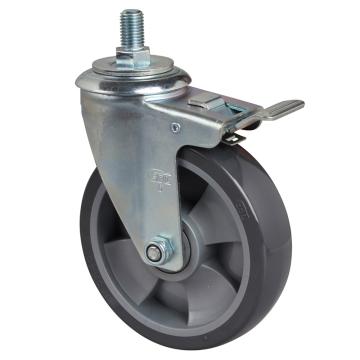 易得力(EDL) 丝口刹车聚氨酯(PU)脚轮，脚轮中型6寸200kg，64146L/M16X25-646-76