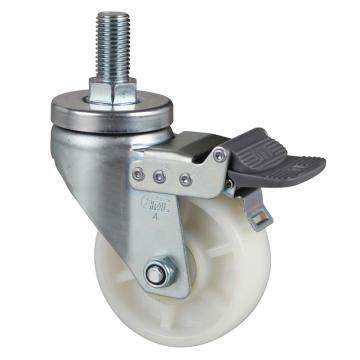 易得力(EDL) 丝口刹车高强度尼龙(TPA)脚轮，脚轮中型4寸250kg，67144H/M20X38-674-26