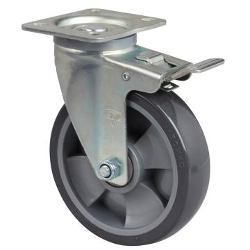 易得力(EDL) 平顶刹车聚氨酯(PU)脚轮，脚轮中型6寸200kg，64126L-646-76