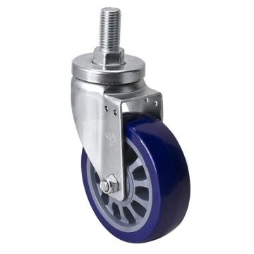 易得力(EDL) 丝口万向高强度聚氨酯(TPU)脚轮，脚轮中型5寸250kg，67135/M20X38-675-86