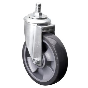 易得力(EDL) 丝口万向聚氨酯(PU)脚轮，脚轮中型6寸200kg，64136/M16X25-646-76