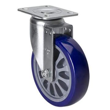 易得力(EDL) 平顶万向高强度聚氨酯(TPU)脚轮，脚轮中型6寸250kg，67116-676-86