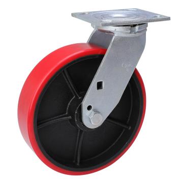 易得力(EDL) 平顶万向高强度聚氨酯(TPU)脚轮，脚轮重型8寸450kg，73118-738-86T