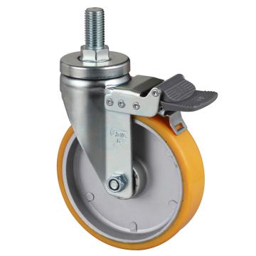 易得力(EDL) 丝口刹车超强度聚氨酯(TPU)脚轮，脚轮中型6寸300kg，67146H/M20X38-676-86A