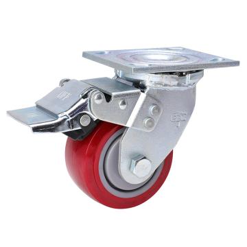 易得力(EDL) 平顶刹车高强度聚氨酯(TPU)脚轮，脚轮重型4寸350kg，73124L-734-86