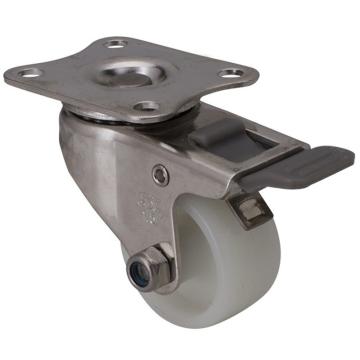 易得力(EDL) 平顶刹车尼龙(PA)脚轮，脚轮不锈钢小型1.5寸45kg，S267215H-S2615-23