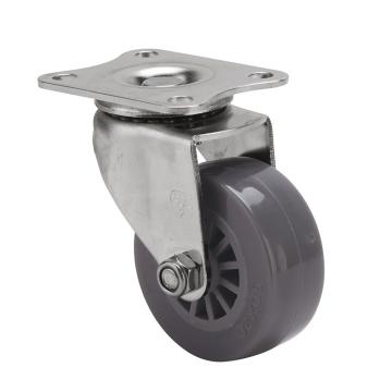 易得力(EDL) 平顶万向聚氨酯(PU)脚轮，脚轮不锈钢小型2寸40kg，S26712-S262-73