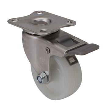 易得力(EDL) 平顶刹车尼龙(PA)脚轮，脚轮不锈钢小型2寸50kg，S26722H-S262-23