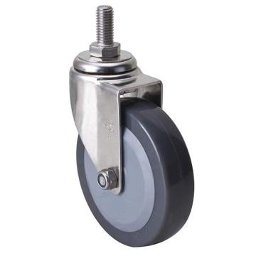 易得力(EDL) 丝口万向聚氨酯(PU)脚轮，脚轮不锈钢轻型4寸70kg，S34734/M12X25-S344-74