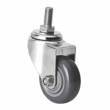 易得力(EDL) 丝口万向聚氨酯(PU)脚轮，脚轮不锈钢轴承2.5寸70kg，S347325/M12X25-S3425-76