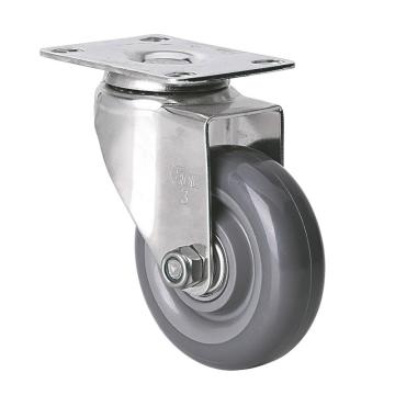 易得力(EDL) 平顶万向聚氨酯(PU)脚轮，脚轮不锈钢轴承3寸80kg，S34713-S343-76