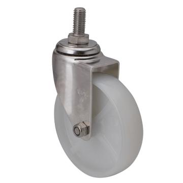 易得力(EDL) 丝口万向尼龙(PA)脚轮，脚轮不锈钢轻型4寸90kg，S34734/M12X25-S344-23