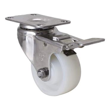 易得力(EDL) 平顶刹车尼龙(PA)脚轮，脚轮不锈钢中型3寸150kg，S54723L-S543-25