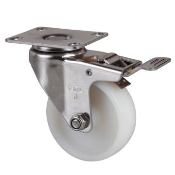 易得力(EDL) 平顶刹车尼龙(PA)脚轮，脚轮不锈钢轻型3寸80kg，S34723L-S343-23