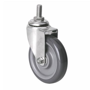 易得力(EDL) 丝口万向聚氨酯(PU)脚轮，脚轮不锈钢轴承4寸90kg，S34734/M12X25-S344-76