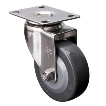 易得力(EDL) 平顶万向聚氨酯(PU)脚轮，脚轮不锈钢轻型3寸70kg，S34713-S343-74