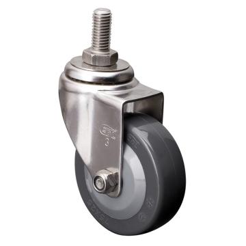 易得力(EDL) 丝口万向聚氨酯(PU)脚轮，脚轮不锈钢轻型3寸70kg，S34733/M12X25-S343-74