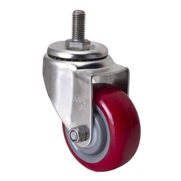 易得力(EDL) 丝口万向高强度聚氨酯(TPU)脚轮，脚轮不锈钢中型3寸150kg，S54733/M12X25-S543-85