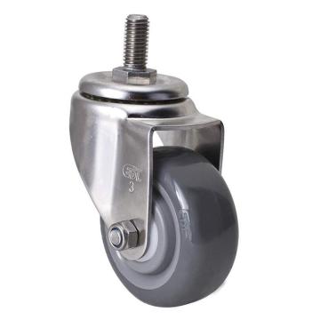 易得力(EDL) 丝口万向聚氨酯(PU)脚轮，脚轮不锈钢中型3寸150kg，S54733/M12X25-S543-75