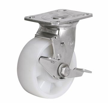 易得力(EDL) 平顶刹车尼龙(PA)脚轮，脚轮不锈钢轴承5寸400kg，S71725C-S715-26/C