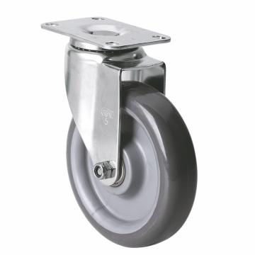 易得力(EDL) 平顶万向聚氨酯(PU)脚轮，脚轮不锈钢轴承5寸150kg，S54715-S545-76