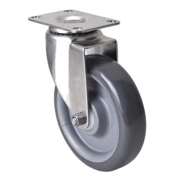 易得力(EDL) 平顶万向聚氨酯(PU)脚轮，脚轮不锈钢中型5寸130kg，S54715-S545-75