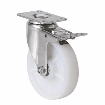 易得力(EDL) 平顶刹车尼龙(PA)脚轮，脚轮不锈钢轴承5寸150kg，S54725L-S545-26