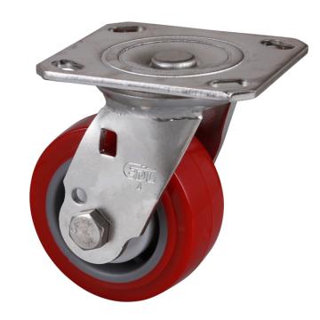 易得力(EDL) 平顶万向高强度聚氨酯(TPU)脚轮，脚轮不锈钢重型4寸350kg，S71714-S714-85