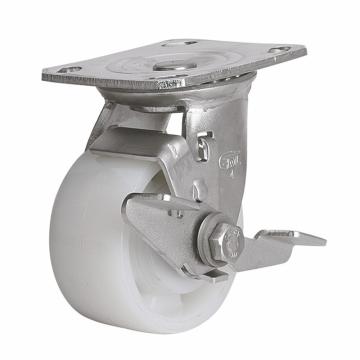 易得力(EDL) 平顶刹车尼龙(PA)脚轮，脚轮不锈钢轴承4寸380kg，S71724C-S714-26/C