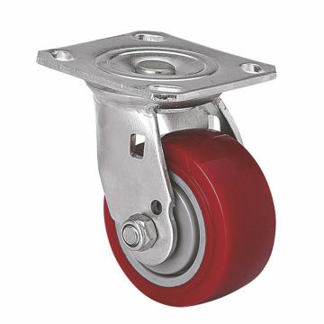 易得力(EDL) 平顶万向高强度聚氨酯(TPU)脚轮，脚轮不锈钢轴承4寸350kg，S71714-S714-86