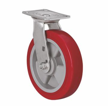 易得力(EDL) 平顶万向高强度聚氨酯(TPU)脚轮，脚轮不锈钢轴承8寸450kg，S71718-S718-86