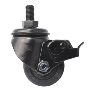 易得力(EDL) 丝杆刹车尼龙（PA）设备脚轮，脚轮2.5寸500kg，M433425L/M16X25-M4325-16